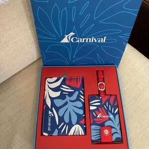 Carnival Floral Passport Holder & Luggage Tag Set - Blue/Red/White (NEW)